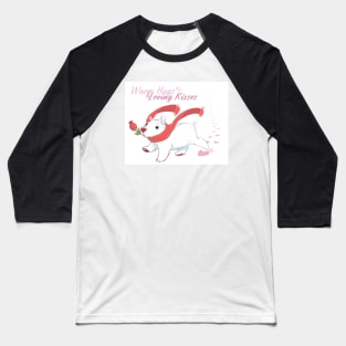 Cute Polar Bear with Rose and Scarf CARD Baseball T-Shirt